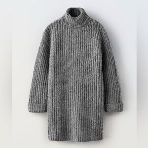 Like new grey, Zara Kids knit turtleneck sweater dress. Size 13/14